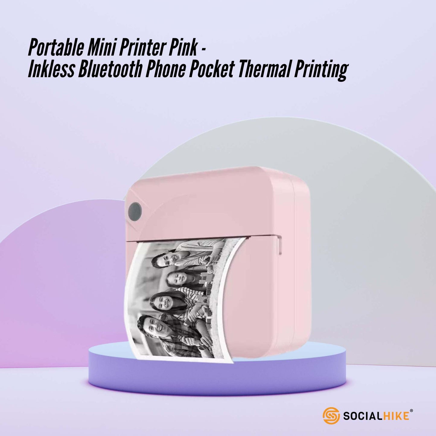 Portable Mini Printer Pink - Inkless Bluetooth Phone Pocket Thermal Printing-1