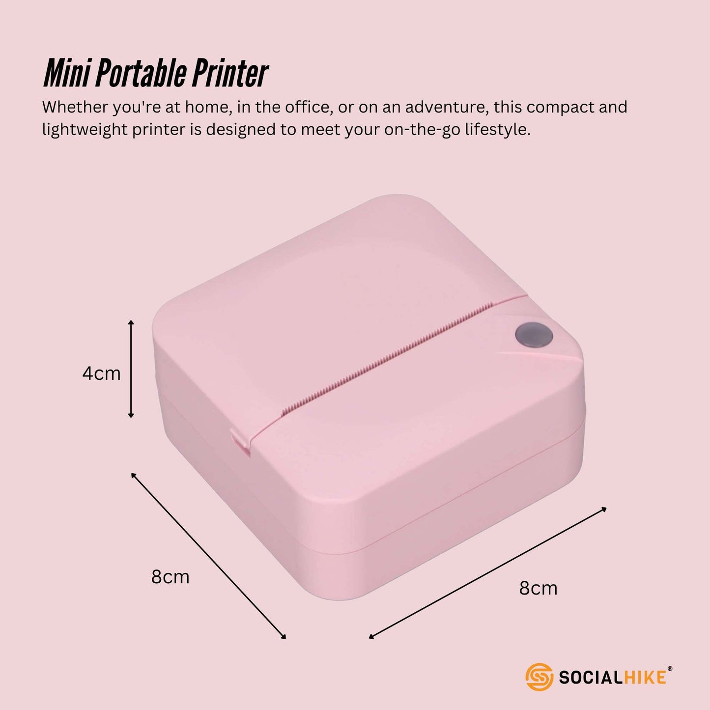 Portable Mini Printer Pink - Inkless Bluetooth Phone Pocket Thermal Printing-2