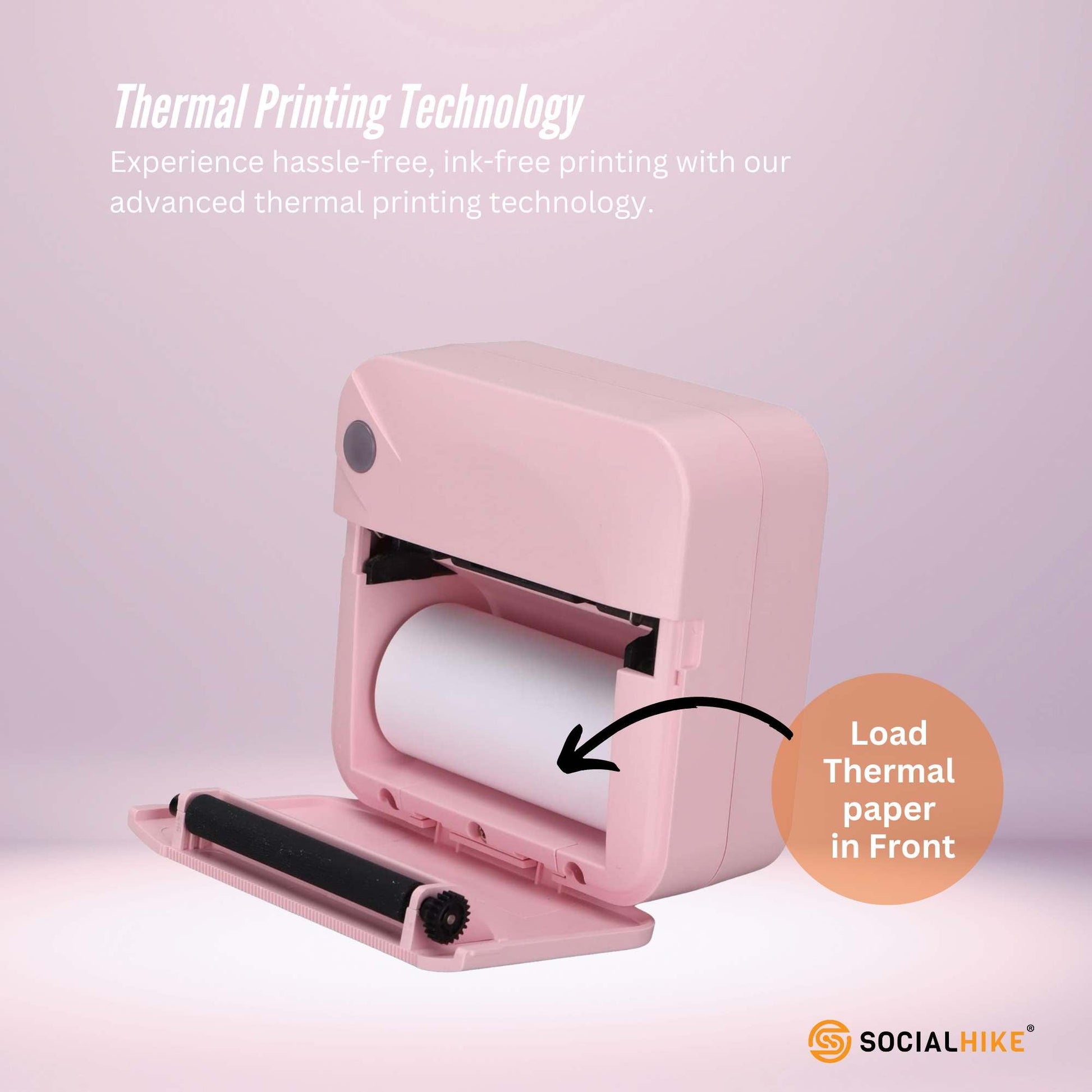 Portable Mini Printer Pink - Inkless Bluetooth Phone Pocket Thermal Printing-3